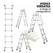 Bullet 4m Folding Aluminium Multipurpose Ladder, w/ Workshelf Platform, Spring Assisted Rapid Safety Lock V219-TOLLDABU40AA