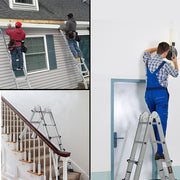 Bullet 4m Folding Aluminium Multipurpose Ladder, w/ Workshelf Platform, Spring Assisted Rapid Safety Lock V219-TOLLDABU40AA