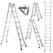 Bullet 5.1m Folding Aluminium Multipurpose Ladder, w/ Workshelf Platform, Spring Assisted Rapid Safety Lock V219-TOLLDABU51AA