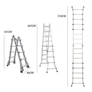 Bullet 5.1m Folding Aluminium Multipurpose Ladder, w/ Workshelf Platform, Spring Assisted Rapid Safety Lock V219-TOLLDABU51AA