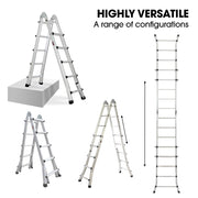 Bullet 5.1m Folding Aluminium Multipurpose Ladder, w/ Workshelf Platform, Spring Assisted Rapid Safety Lock V219-TOLLDABU51AA