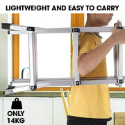 Bullet 5.1m Folding Aluminium Multipurpose Ladder, w/ Workshelf Platform, Spring Assisted Rapid Safety Lock V219-TOLLDABU51AA