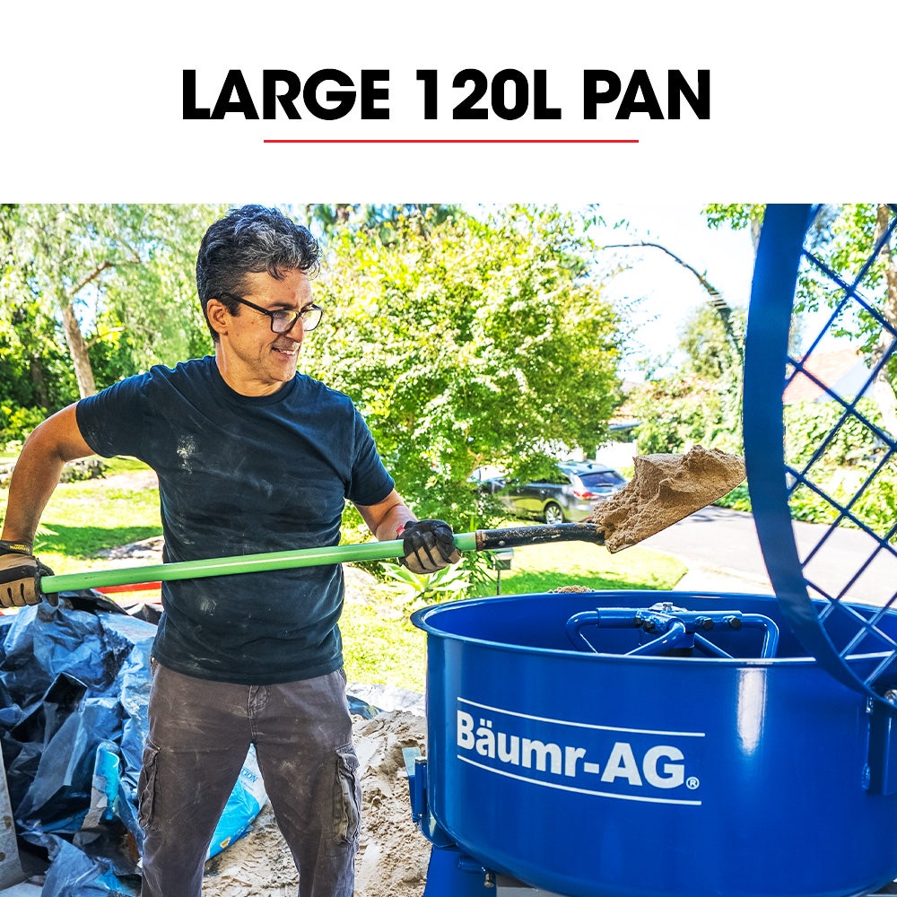 BAUMR-AG 120L Forced Action Pan Mixer, 1500W Electric Direct Drive Motor, Heavy-Duty Frame, for Mortar Screed V219-TOLMSCBM1C2A