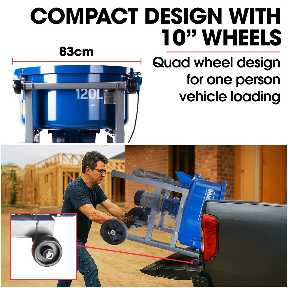 BAUMR-AG 120L Forced Action Pan Mixer, 1500W Electric Direct Drive Motor, Heavy-Duty Frame, for Mortar Screed V219-TOLMSCBM1C2A
