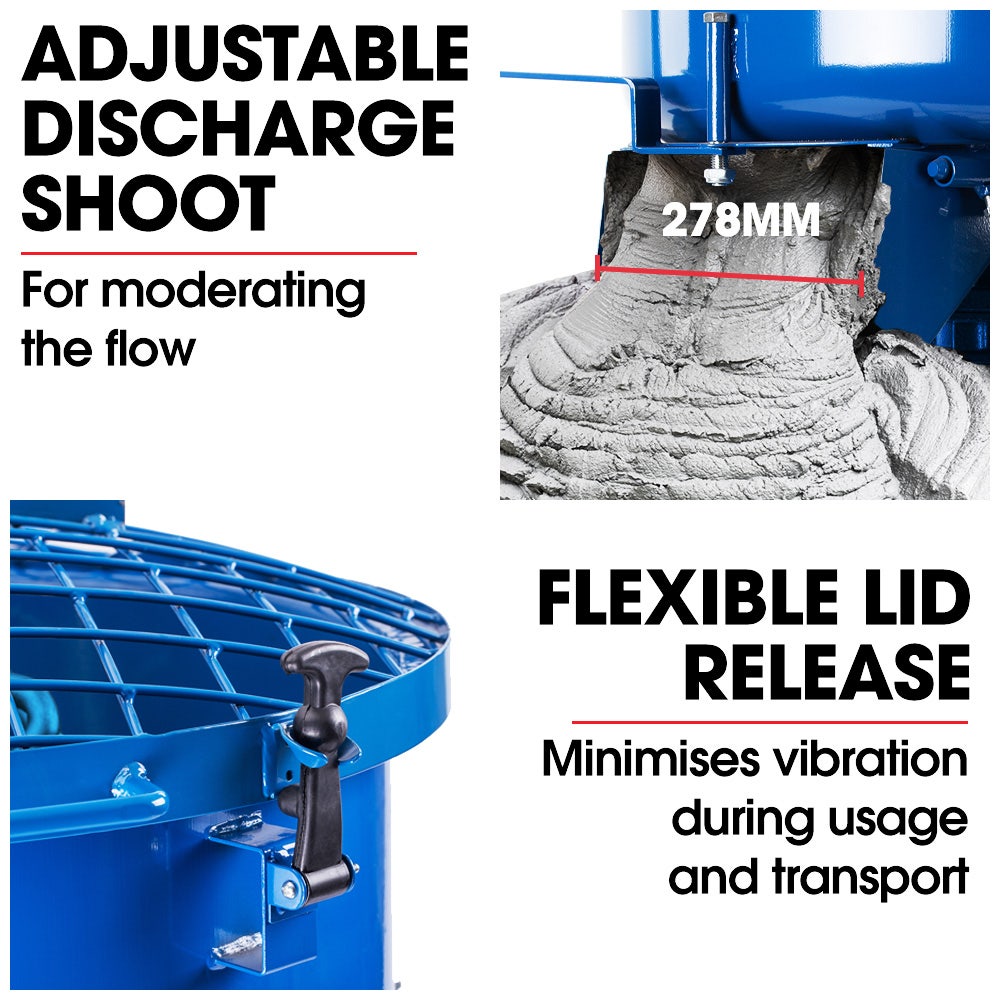 BAUMR-AG 120L Forced Action Pan Mixer, 1500W Electric Direct Drive Motor, Heavy-Duty Frame, for Mortar Screed V219-TOLMSCBM1C2A
