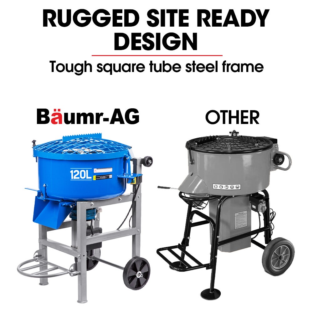 BAUMR-AG 120L Forced Action Pan Mixer, 1500W Electric Direct Drive Motor, Heavy-Duty Frame, for Mortar Screed V219-TOLMSCBM1C2A