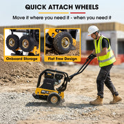 BAUMR-AG 125kg 450x630mm 7HP Plate Compactor, 32kN Vibratory Compaction, Wheel Kit, Protective Paver Pad, V219-TOLPLCBM8C5A