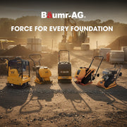 BAUMR-AG 125kg 450x630mm 7HP Plate Compactor, 32kN Vibratory Compaction, Wheel Kit, Protective Paver Pad, V219-TOLPLCBM8C5A