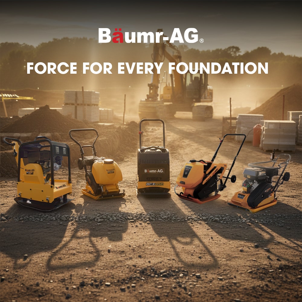BAUMR-AG 125kg 450x630mm 7HP Plate Compactor, 32kN Vibratory Compaction, Wheel Kit, Protective Paver Pad, V219-TOLPLCBM8C5A