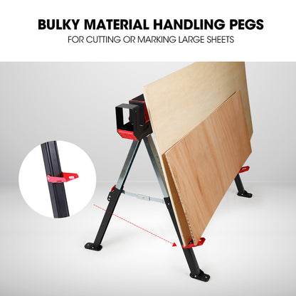 BAUMR-AG 2 x Steel Saw Horse, Folding Height Adjustable Sawhorse, 1180kg Capacity, 2x4 Support Arms V219-TOLSHRBMRAAHT