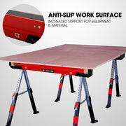 BAUMR-AG 2 x Steel Saw Horse, Folding Height Adjustable Sawhorse, 1180kg Capacity, 2x4 Support Arms V219-TOLSHRBMRAAHT
