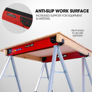Baumr-AG 2 x Steel Saw Horse, 1000kg Capacity Folding Adjustable Sawhorses, 2x4 Support Arms V219-TOLSHRBMRAFHT