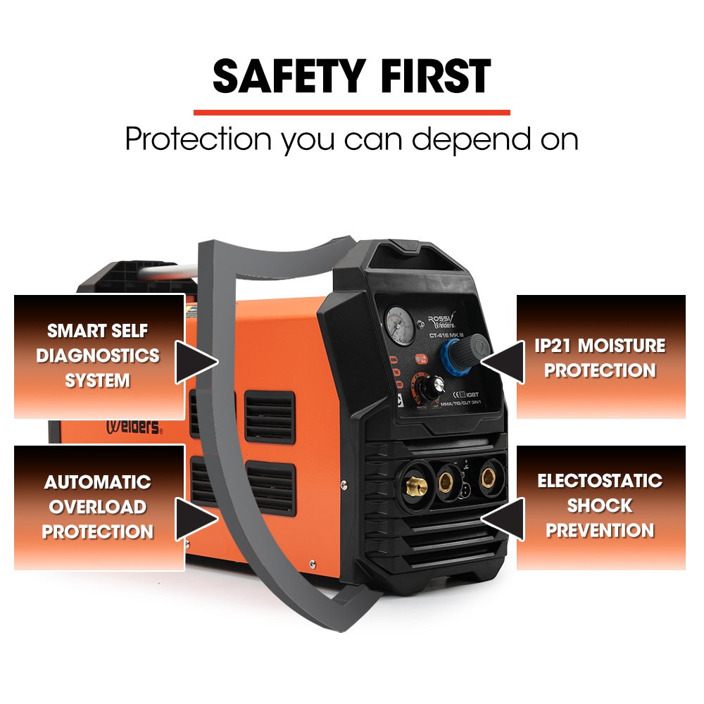 ROSSI Portable Inverter Welder Plasma Cutter, 3in1 Multi-function Cut/MMA/TIG Welding Machine, 15A Plug V219-TOLWDRROB416