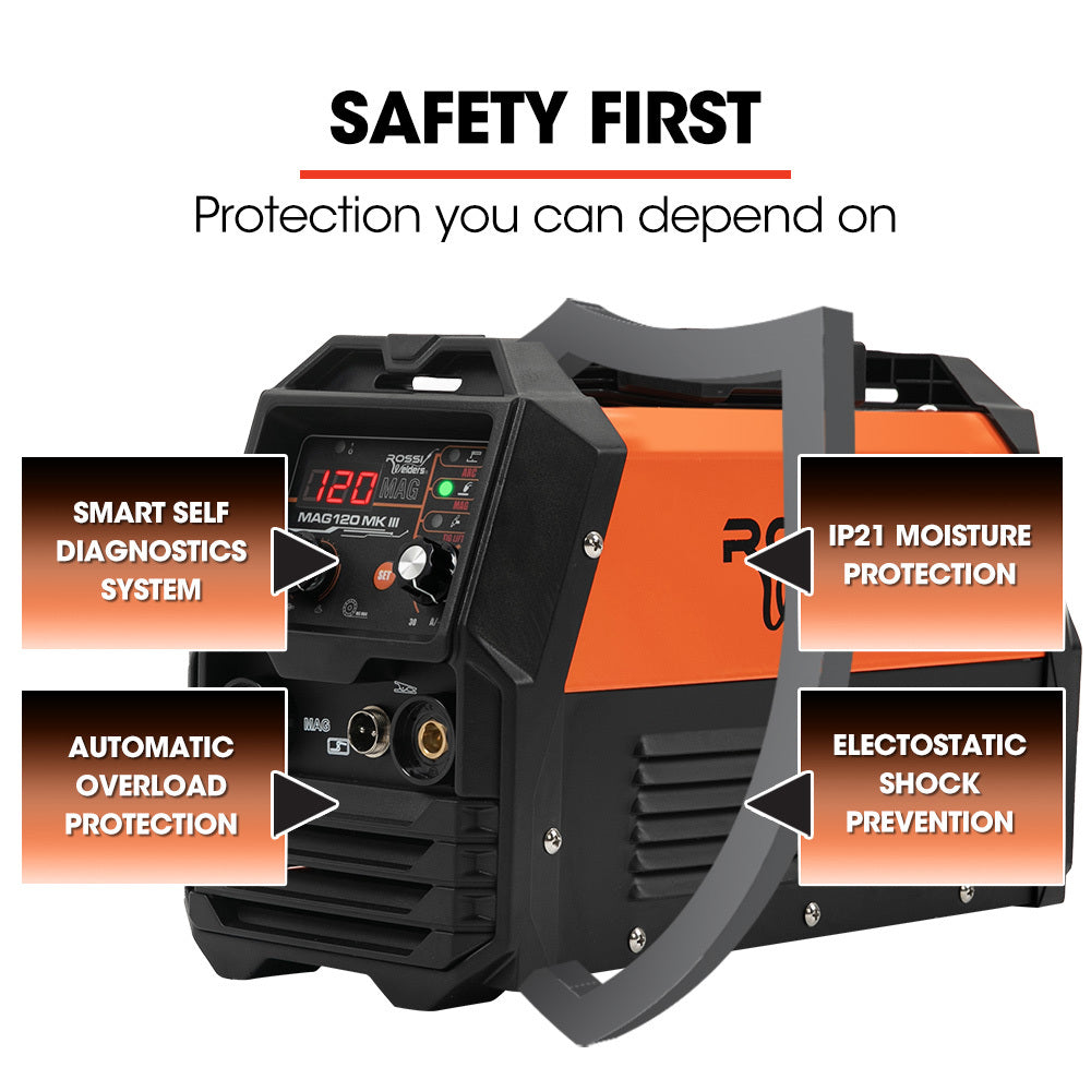 ROSSI 120 Amp Inverter Welder, 3in1 Portable MMA ARC /MIG Gasless /Lift-TIG Welding Machine, 15A Plug V219-TOLWDRROCM12
