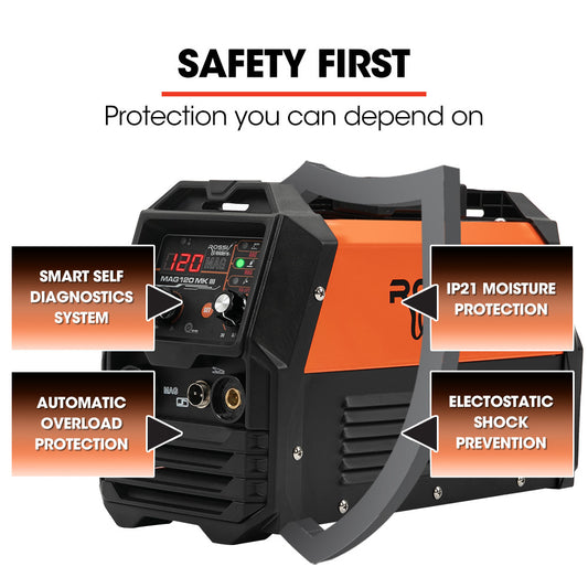 ROSSI 120 Amp Inverter Welder, 3in1 Portable MMA ARC /MIG Gasless /Lift-TIG Welding Machine, 15A Plug V219-TOLWDRROCM12