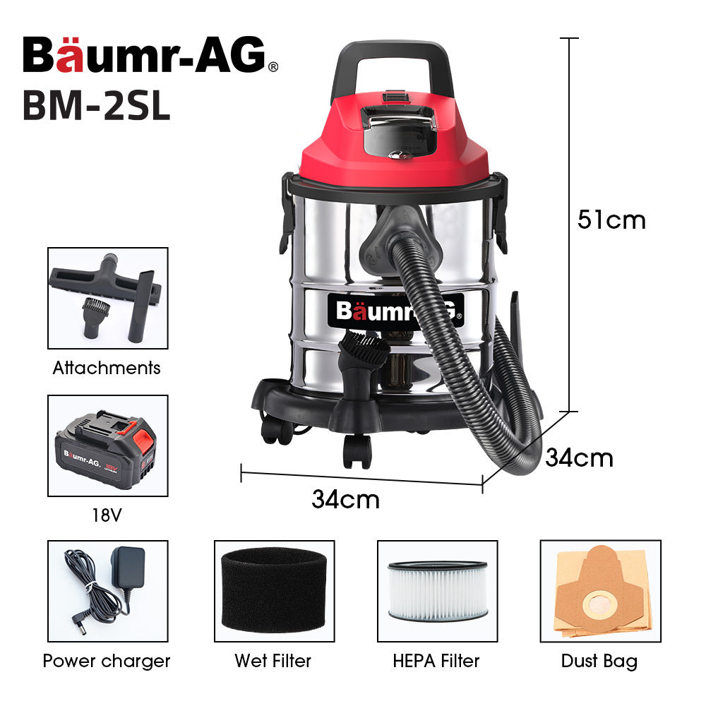 Baumr-AG 20L Cordless Wet & Dry Vacuum Cleaner Kit, with 4Ah battery and Charger, Blower, HEPA Filter, V219-TOLWDVBM2SLA