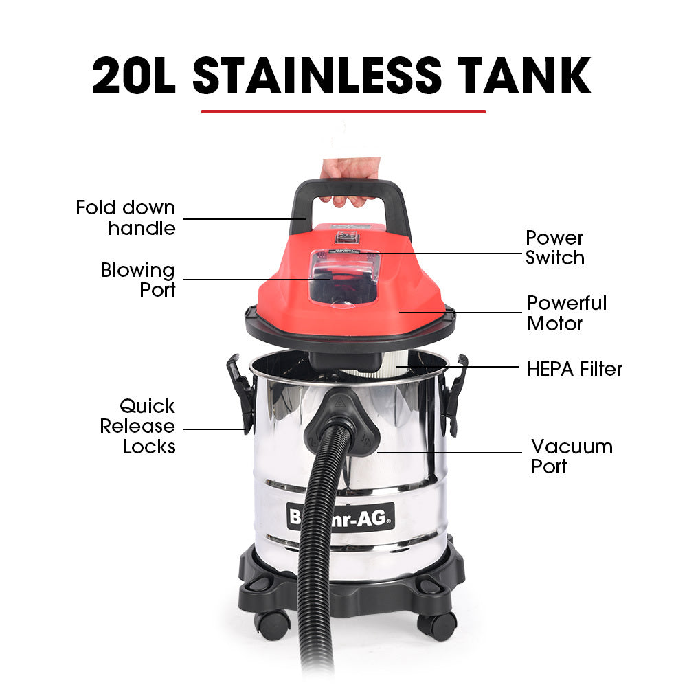 Baumr-AG 20L Cordless Wet & Dry Vacuum Cleaner Kit, with 4Ah battery and Charger, Blower, HEPA Filter, V219-TOLWDVBM2SLA