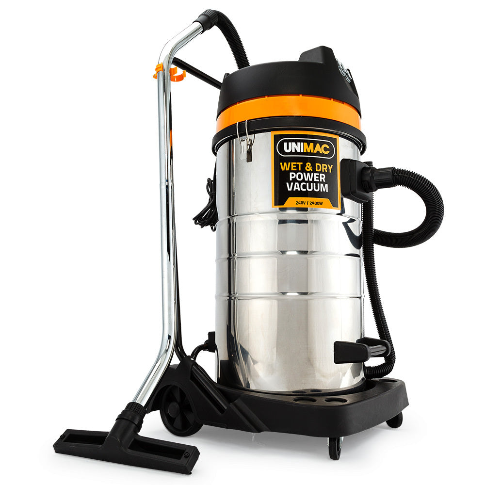 UNIMAC 100L 2400W Wet and Dry Vacuum Cleaner, Heavy-Duty Dual Copper Motors, Accessory Set, for Workshop Car V219-TOLWDVUM10SA