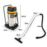 UNIMAC 100L 2400W Wet and Dry Vacuum Cleaner, Heavy-Duty Dual Copper Motors, Accessory Set, for Workshop Car V219-TOLWDVUM10SA