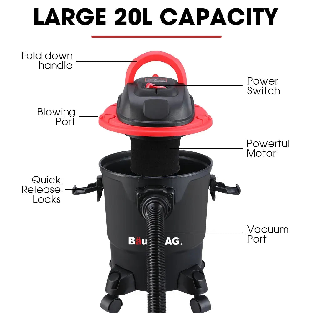 Baumr-AG 20L 1200W Wet and Dry Vacuum Cleaner, with Blower, for Car, Workshop, Carpet V219-TOLWDVUM2PNA