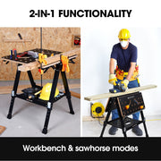 BAUMR-AG Portable Multifunction Workbench, 2-in-1 Worktable and Sawhorse, Height Adjustable, Expandable V219-TOLWKBBM85MA