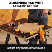 BAUMR-AG Portable Multifunction Workbench, 2-in-1 Worktable and Sawhorse, Height Adjustable, Expandable V219-TOLWKBBM85MA