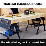BAUMR-AG Portable Multifunction Workbench, 2-in-1 Worktable and Sawhorse, Height Adjustable, Expandable V219-TOLWKBBM85MA