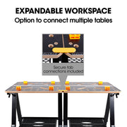 BAUMR-AG Portable Multifunction Workbench, 2-in-1 Worktable and Sawhorse, Height Adjustable, Expandable V219-TOLWKBBM85MA