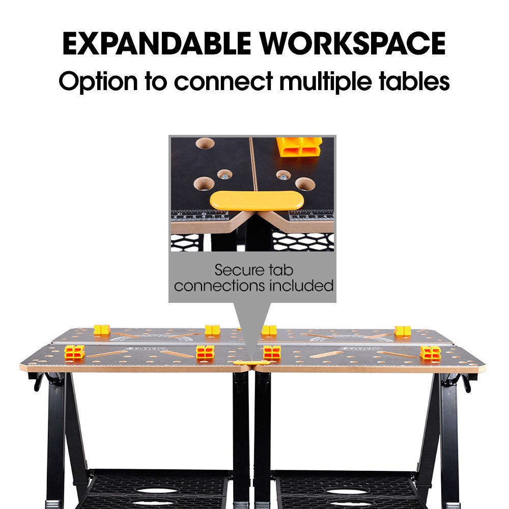 BAUMR-AG Portable Multifunction Workbench, 2-in-1 Worktable and Sawhorse, Height Adjustable, Expandable V219-TOLWKBBM85MA
