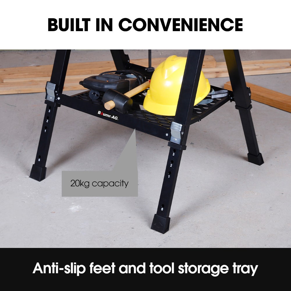 BAUMR-AG Portable Multifunction Workbench, 2-in-1 Worktable and Sawhorse, Height Adjustable, Expandable V219-TOLWKBBM85MA
