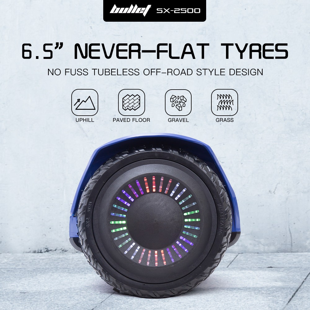 BULLET SX-2500 Hoverboard Scooter, 500W Brushless, UL Certified, AU Compliant, 6.5-inch Off-Road Style Tyres, V219-TOYHVBBL65BA