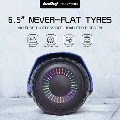 BULLET SX-2500 Hoverboard Scooter, 500W Brushless, UL Certified, AU Compliant, 6.5-inch Off-Road Style Tyres, V219-TOYHVBBL65BA