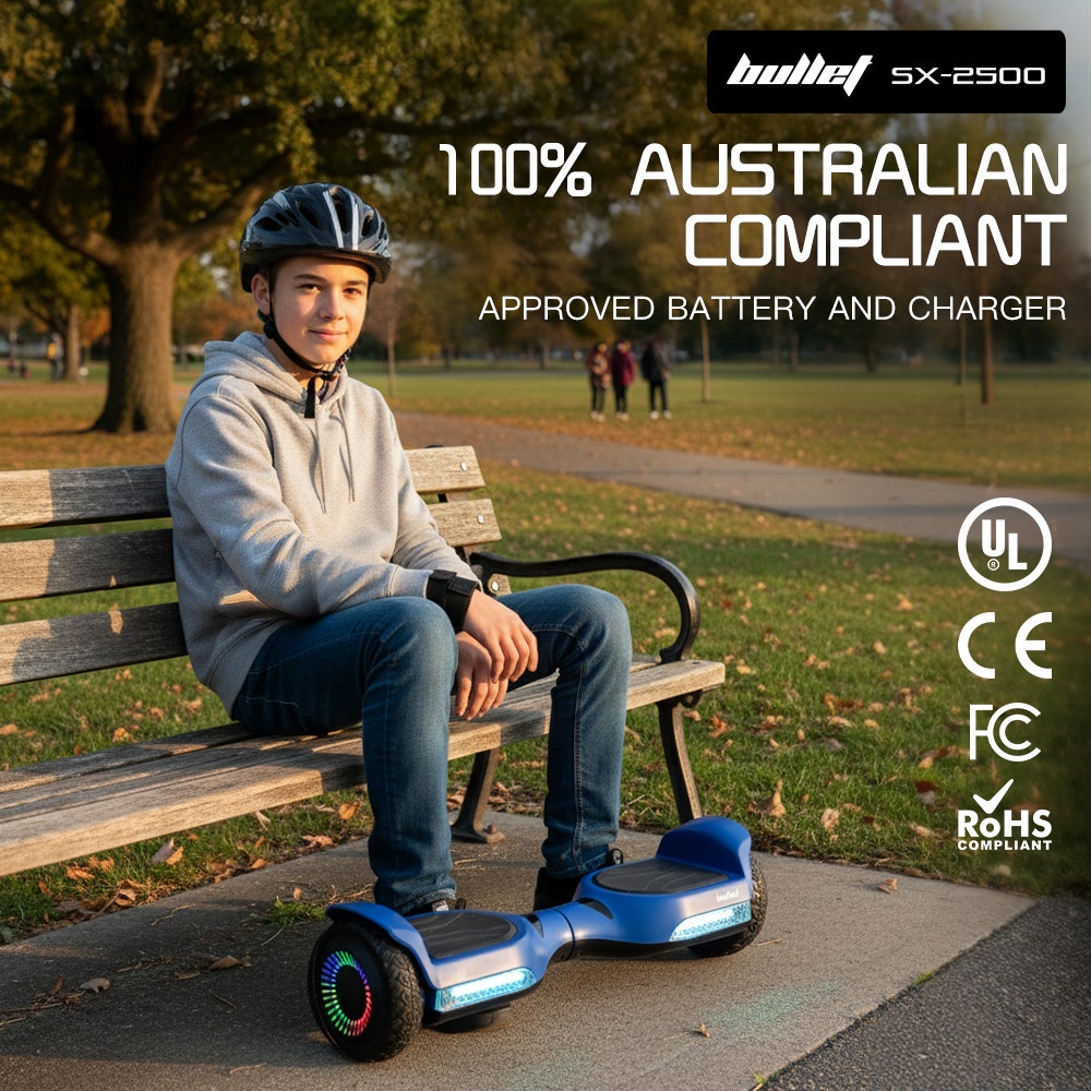 BULLET SX-2500 Hoverboard Scooter, 500W Brushless, UL Certified, AU Compliant, 6.5-inch Off-Road Style Tyres, V219-TOYHVBBL65BA