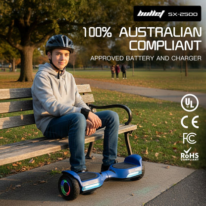 BULLET SX-2500 Hoverboard Scooter, 500W Brushless, UL Certified, AU Compliant, 6.5-inch Off-Road Style Tyres, V219-TOYHVBBL65BA