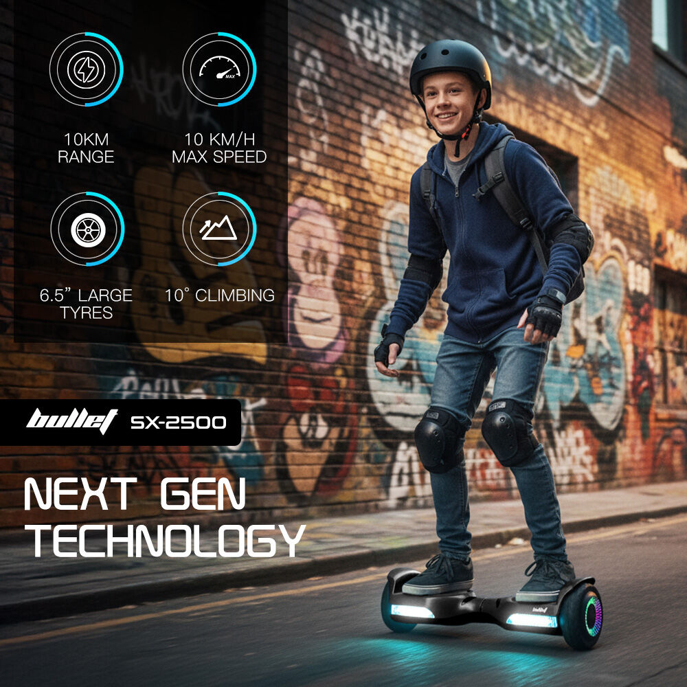 BULLET SX-2500 Hoverboard Scooter, 500W Brushless, UL Certified, AU Compliant, 6.5-inch Off-Road Style Tyres, V219-TOYHVBBL65KA
