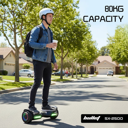BULLET SX-2500 Hoverboard Scooter, 500W Brushless, UL Certified, AU Compliant, 6.5-inch Off-Road Style Tyres, V219-TOYHVBBL65KA