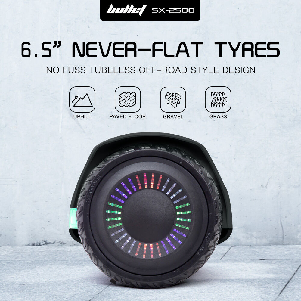 BULLET SX-2500 Hoverboard Scooter, 500W Brushless, UL Certified, AU Compliant, 6.5-inch Off-Road Style Tyres, V219-TOYHVBBL65KA