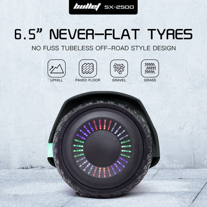 BULLET SX-2500 Hoverboard Scooter, 500W Brushless, UL Certified, AU Compliant, 6.5-inch Off-Road Style Tyres, V219-TOYHVBBL65KA