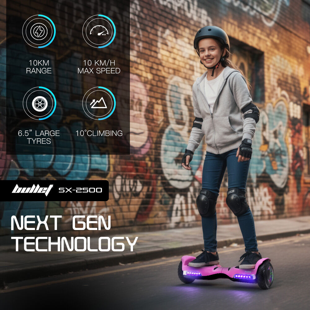 BULLET SX-2500 Hoverboard Scooter, 500W Brushless, UL Certified, AU Compliant, 6.5-inch Off-Road Style Tyres, V219-TOYHVBBL65PA