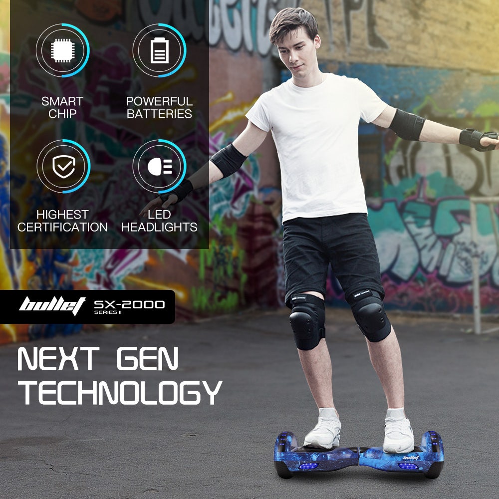 BULLET SX-2000 Hoverboard Scooter, 500W Brushless, Superior Self Balancing System, UL Certified, LED Lights, V219-TOYHVBBL6BGA