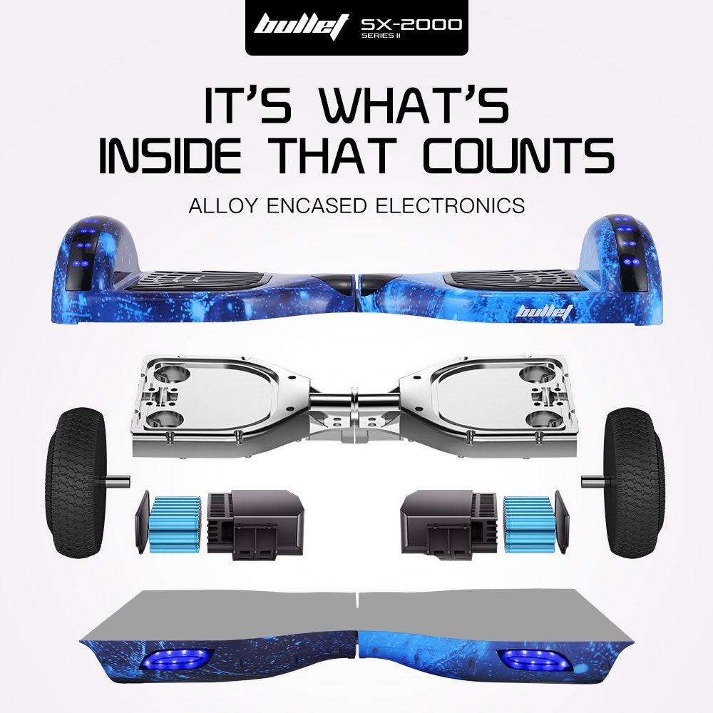 BULLET SX-2000 Hoverboard Scooter, 500W Brushless, Superior Self Balancing System, UL Certified, LED Lights, V219-TOYHVBBL6BGA