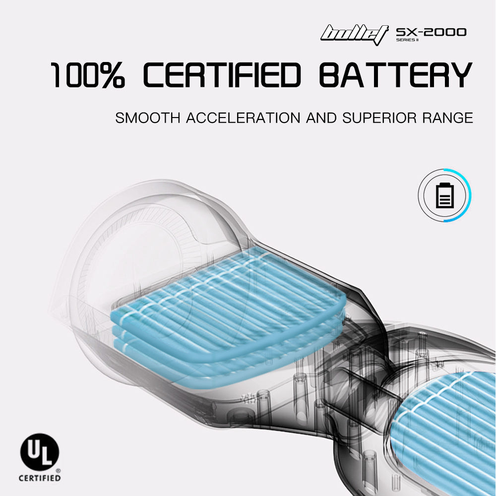 BULLET SX-2000 Hoverboard Scooter, 500W Brushless, UL Certified, AU Compliant, Superior Self Balancing V219-TOYHVBBL6BKA