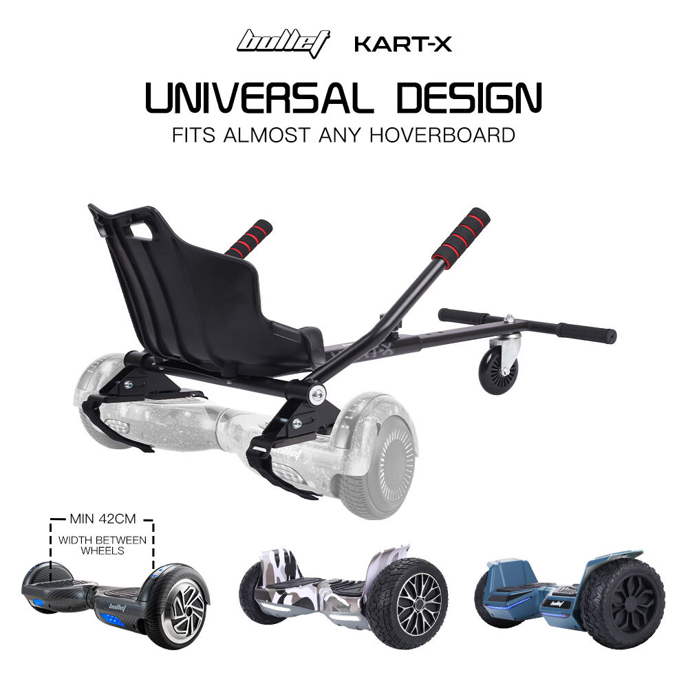 BULLET KART-X Hoverboard Seat Attachment, for 6.5" 8" 10" models, Adjustable Length Frame V219-TOYHVBBLK1KA