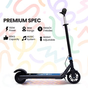 ALPHA Edge Electric Scooter Kids/Teens, 16km/h Max, Adjustable Height, UL Certified, AU Compliant, Dual V219-TRNESCAL2BLA