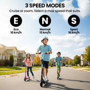 ALPHA Edge Electric Scooter Kids/Teens, 16km/h Max, Adjustable Height, UL Certified, AU Compliant, Dual V219-TRNESCAL2BLA