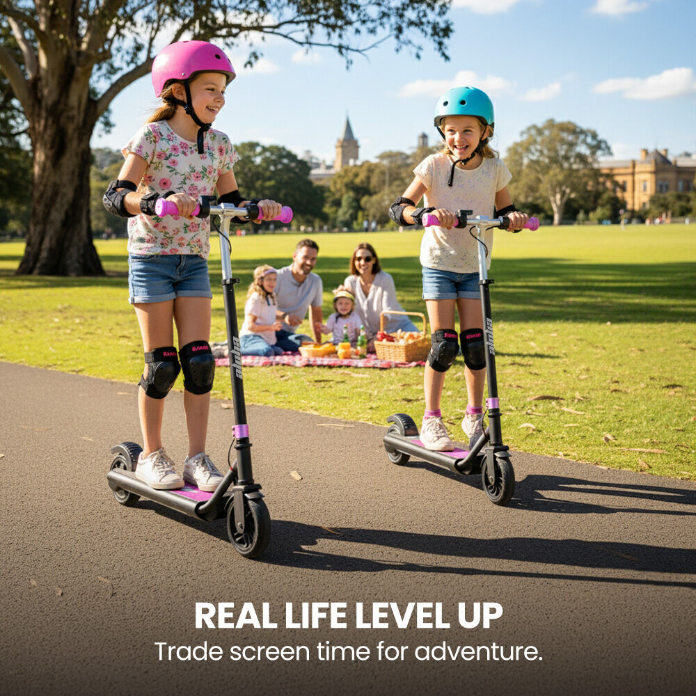 ALPHA Edge Electric Scooter Kids/Teens, 16km/h Max, Adjustable Height, UL Certified, AU Compliant, Dual V219-TRNESCAL2PKA