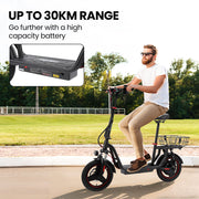 ALPHA Rover Electric Scooter with Seat, 500W 48V 25km/h 30km Range, 14-inch Tyres, Motorised Commuter V219-TRNESCAL8KRA