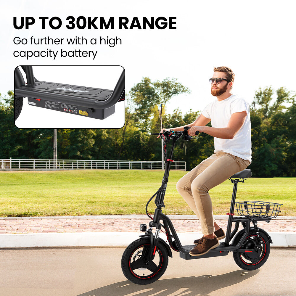 ALPHA Rover Electric Scooter with Seat, 500W 48V 25km/h 30km Range, 14-inch Tyres, Motorised Commuter V219-TRNESCAL8KRA