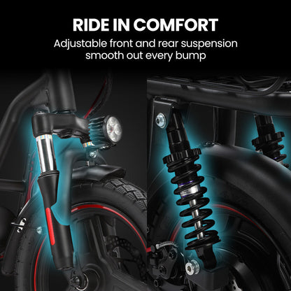 ALPHA Rover Electric Scooter with Seat, 500W 48V 25km/h 30km Range, 14-inch Tyres, Motorised Commuter V219-TRNESCAL8KRA