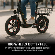 ALPHA Rover Electric Scooter with Seat, 500W 48V 25km/h 30km Range, 14-inch Tyres, Motorised Commuter V219-TRNESCAL8KRA